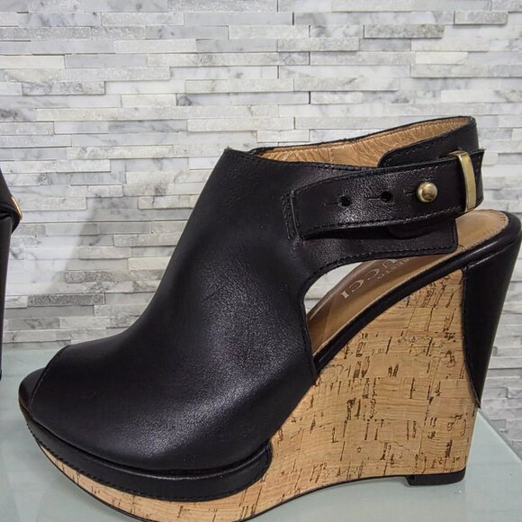 MEUCCI SESTO WOMEN'S PLATFORM OPEN TOE LEATHER SANDALS SIZE 7.5 MADE IN ITALY - Picture 7 of 9